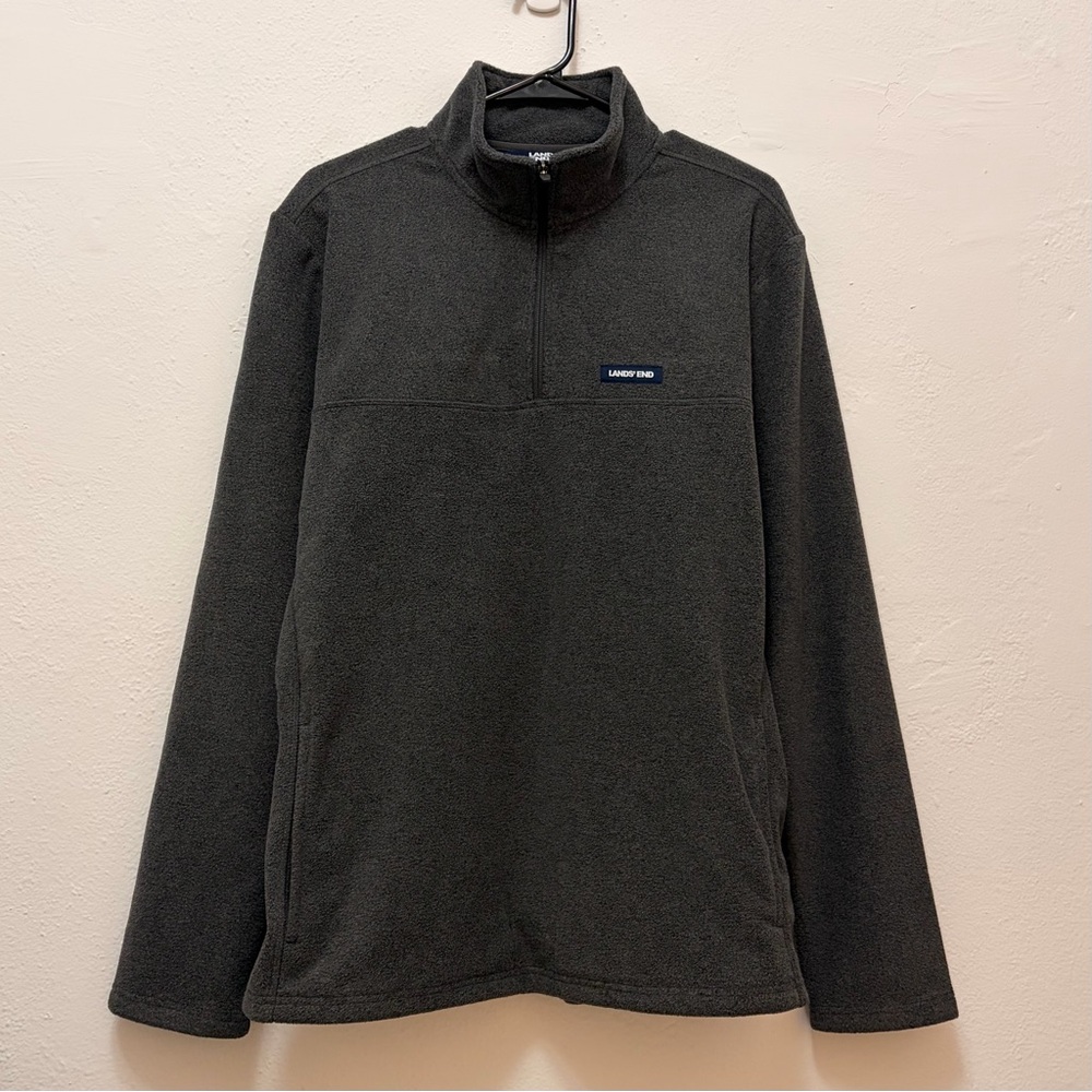 Lands’ End Men’s Dark Gray Quarter-Zip Fleece Pullover